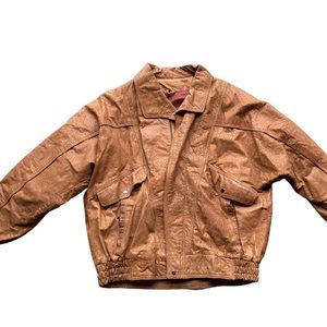 Vintage leather jacket with textured print